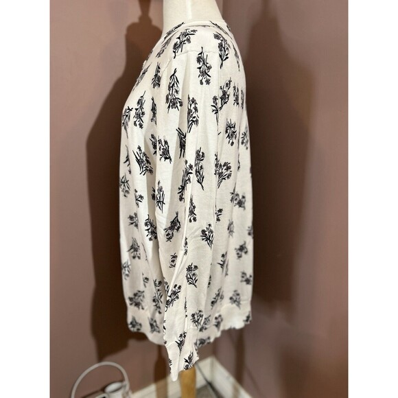 Lands End Floral Print Cardigan Sweater Womens Size 3X Supima Cotton - Picture 2 of 8